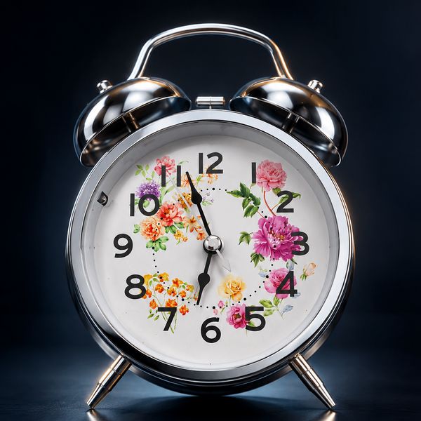 Vintage Floral Twin Bell Alarm Clock | Metal Table Clock | Loud Ring Bell